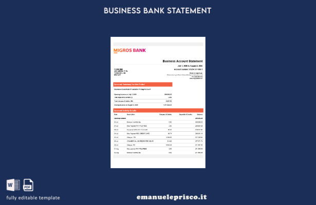 stile verificato Modello di dichiarazione aziendale della Banca Migros svizzera 